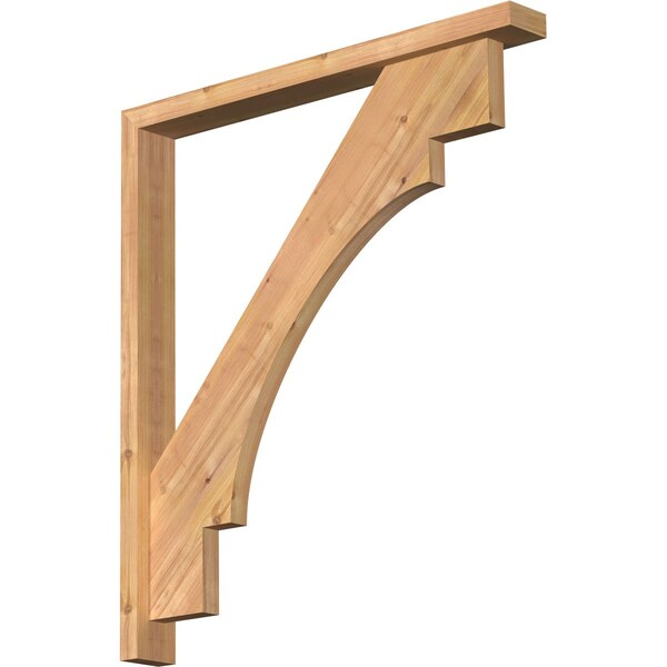 Ekena Millwork Merced Block Smooth Bracket w/ Offset Brace, Western Red Cedar, 3 1/2"W x 32"D x 36"H BKT0402X32X36MRC05SWR - main